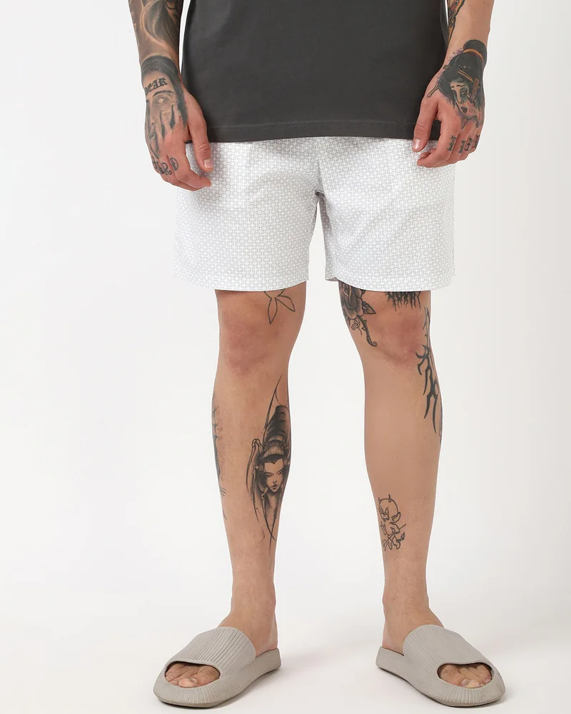 bewakoof Men's White All Over Printed Boxers